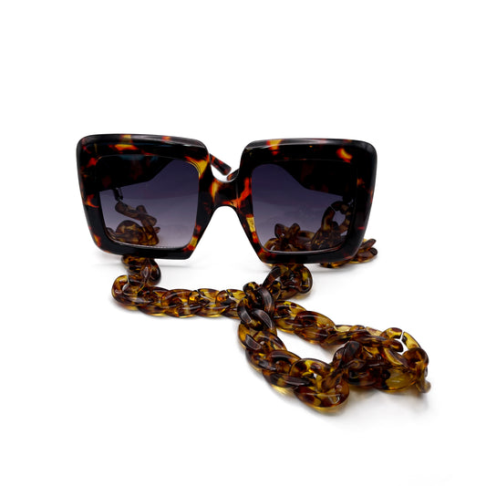 Grounded Tortoise brown with chain SUNNIES + OPTICS Sunglasses Collection- NRODA