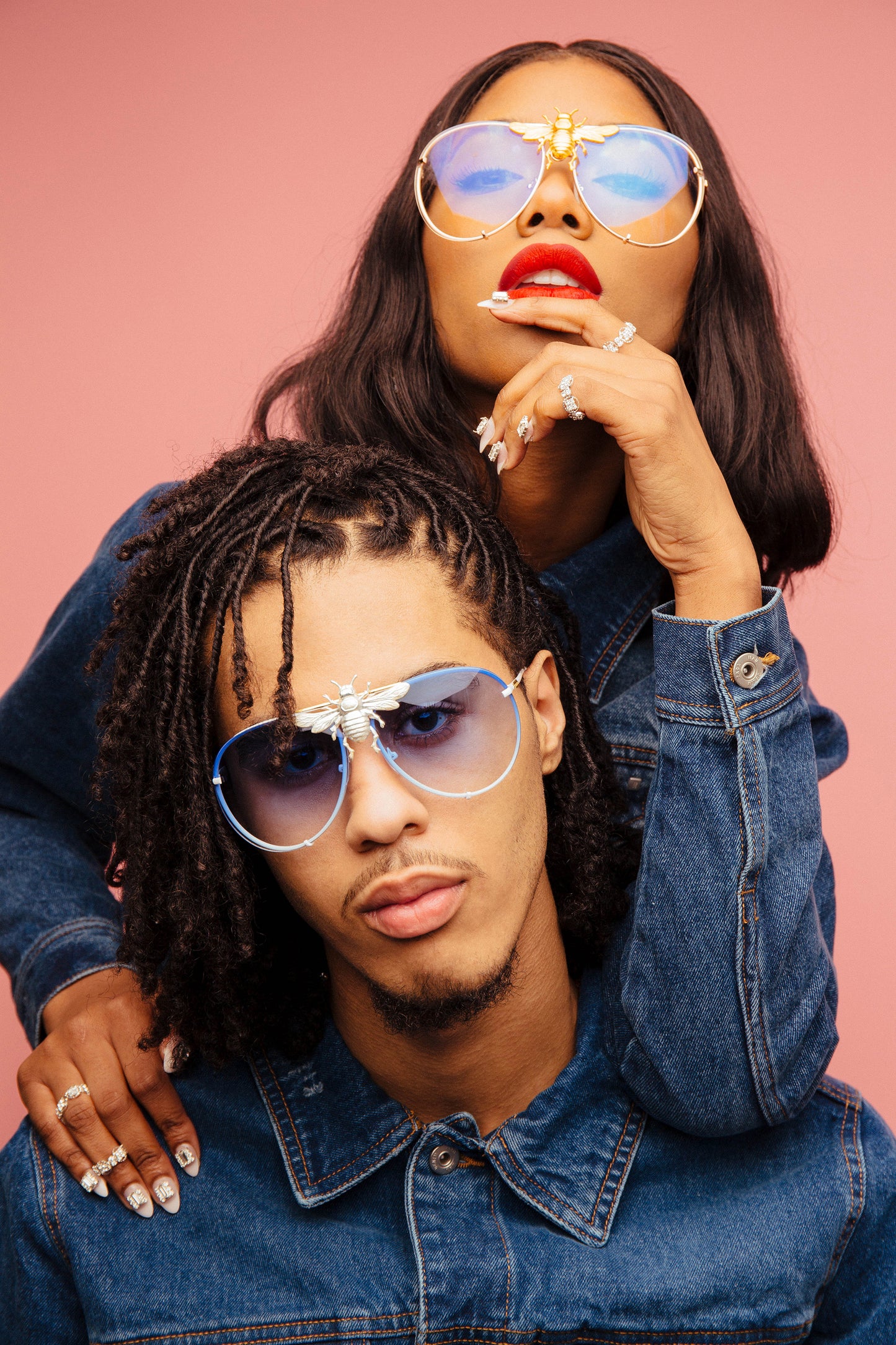 I’ll Be Rich Forever Bee Sunglasses - Limited Winter Blue SUNNIES + OPTICS Sunglasses Collection, Tnemnroda man- NRODA