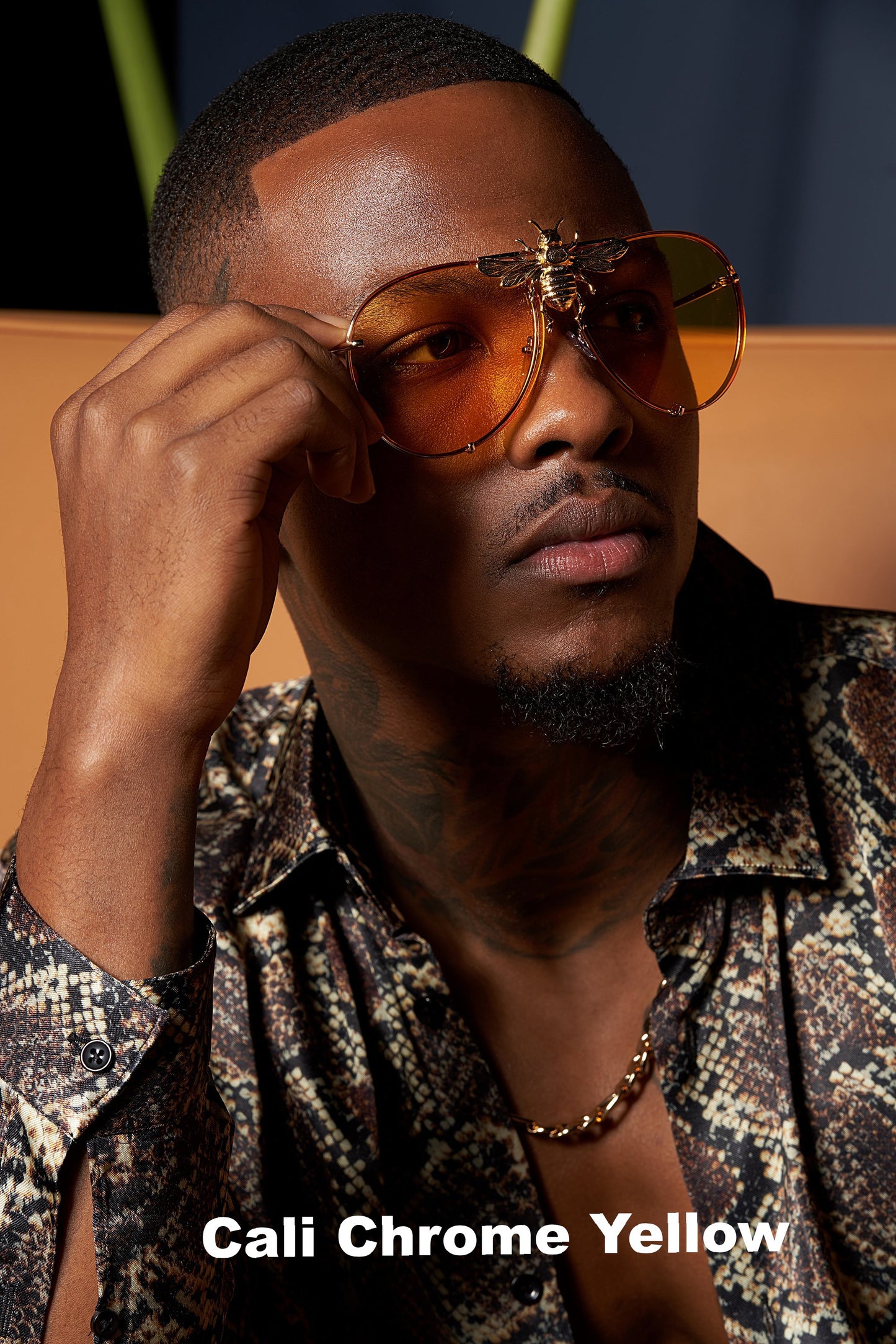 Rick Ross in I’ll Be Rich Forever Bee Sunglasses Yellow on Fox's Star SUNNIES + OPTICS Sunglasses Collection- NRODA