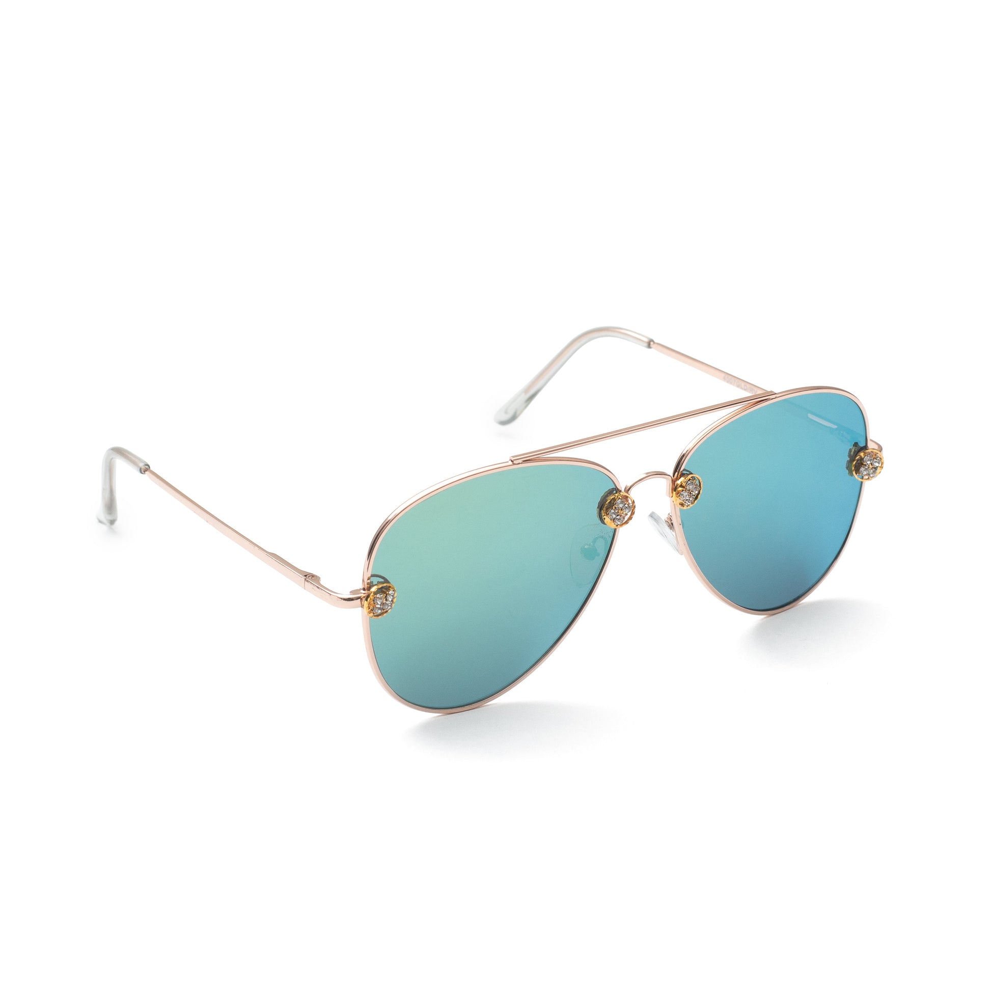 Mirror Mirror Sparkle Aviators Lime Mirror SUNNIES + OPTICS Sunglasses Collection, nudes- NRODA