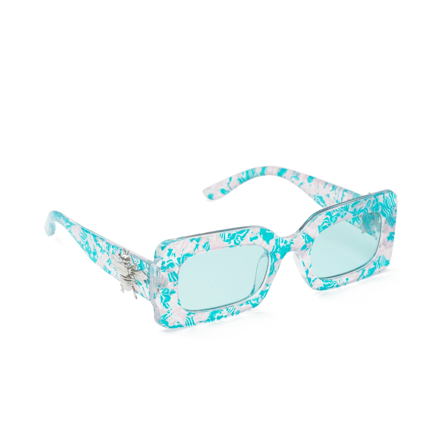 Abundance Vibes Blu with rhodium bee on arms SUNNIES + OPTICS Sunglasses Collection- NRODA