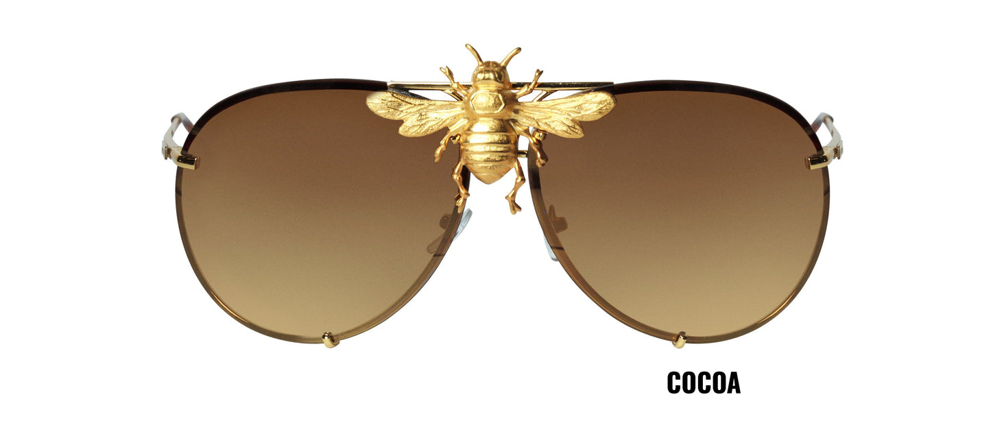 I’ll Be Rich Forever Bee Sunglasses: Black Out Edition Cocoa Brown SUNNIES + OPTICS Sunglasses Collection, Tnemnroda man- NRODA