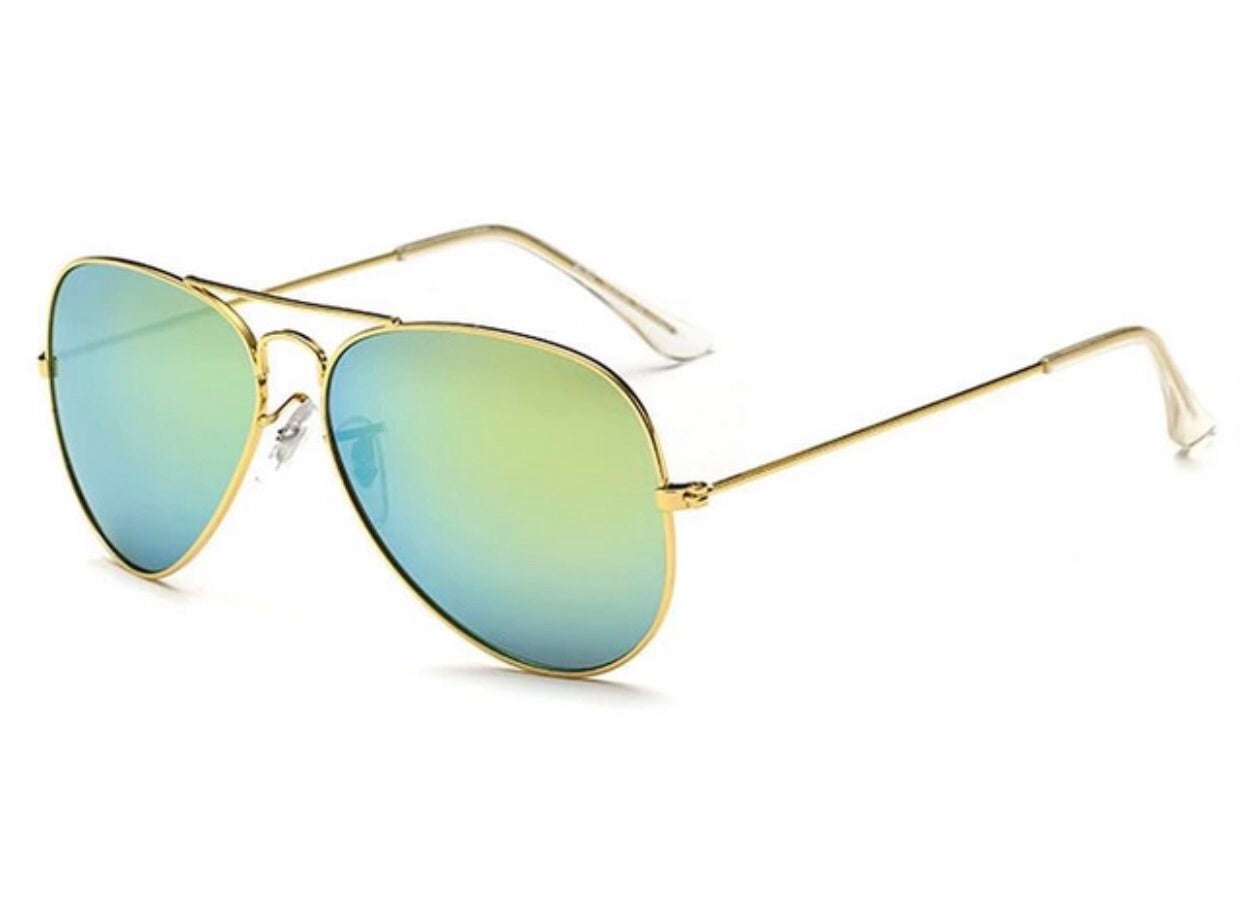 Mirror Mirror Aviators Lime Green Mirror SUNNIES + OPTICS Sunglasses Collection, nudes- NRODA