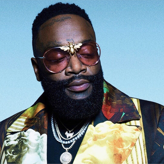 Rick Ross in I’ll Be Rich Forever Bee Sunglasses Rose  SUNNIES + OPTICS Sunglasses Collection- NRODA