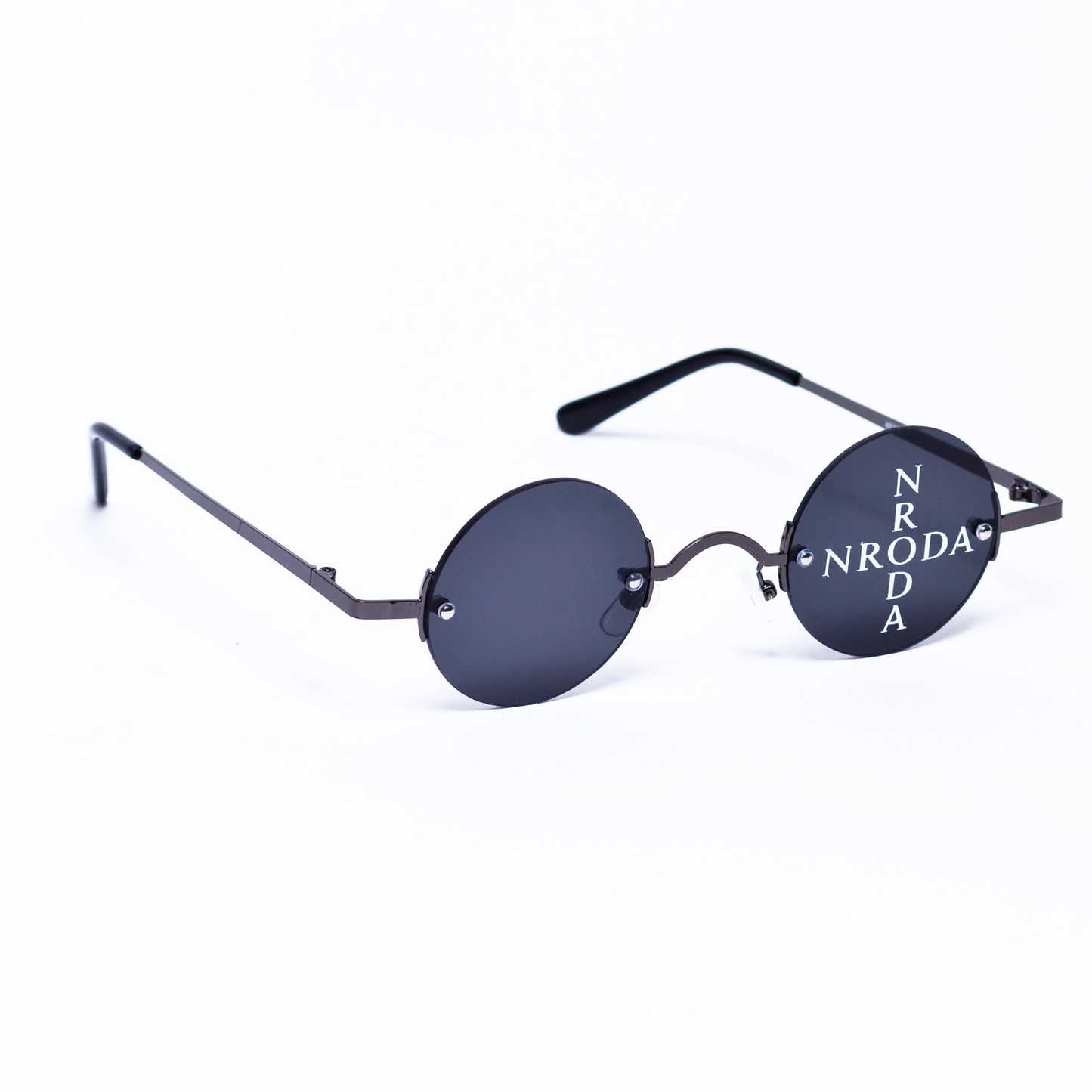 Nroda Cross Logo white Nroda logo/ jet black lens Eyewear Sunglasses Collection, Tnemnroda man- NRODA