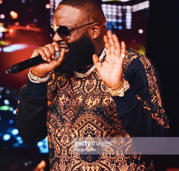 RICK ROSS WEARS THE "I'LL BE RICH FOREVER" SUNGLASSES AT THE BET HIP HOP HONORS