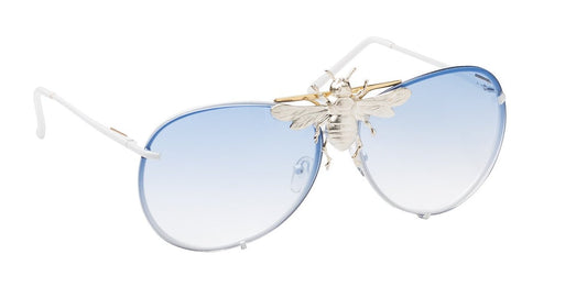 Rick Ross in I’ll Be Rich Forever Bee Sunglasses Rose Winter Blue/ rhodium silver bee SUNNIES + OPTICS Sunglasses Collection- NRODA