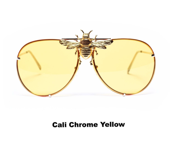 Snoop Dogg in the I’ll Be Rich Forever Bee Sunglasses in Cali Chrome Yellow Cali Chrome Yellow SUNNIES + OPTICS Sunglasses Collection, Tnemnroda man- NRODA