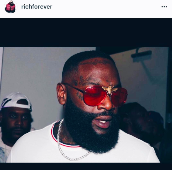 Rick Ross in I’ll Be Rich Forever Bee Sunglasses Rose  SUNNIES + OPTICS Sunglasses Collection- NRODA