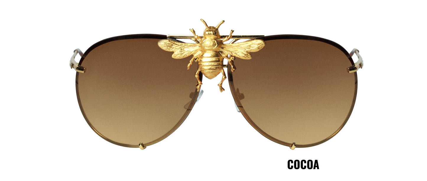 I’ll Be Rich Forever Bee Sunglasses: Black Out Edition Cocoa SUNNIES + OPTICS Sunglasses Collection, Tnemnroda man- NRODA