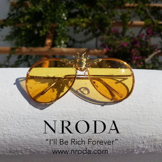 Rick Ross in I’ll Be Rich Forever Bee Sunglasses Rose Cali chrome yellow SUNNIES + OPTICS Sunglasses Collection- NRODA