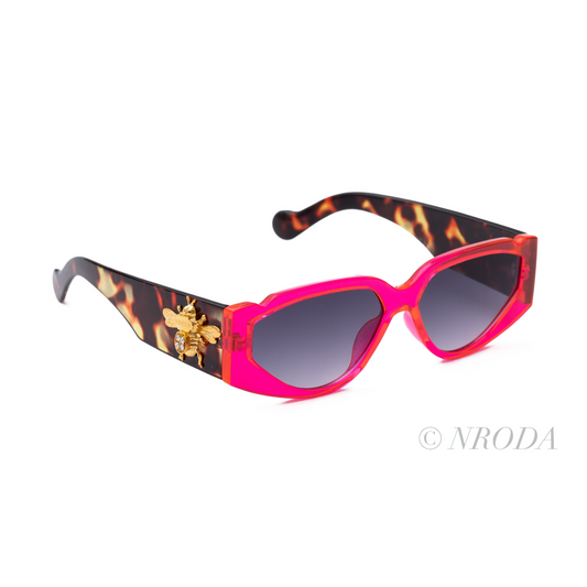 Nroda Gianni Love Bee - Gemstone edition Fire Pink with 24kgp bee Eyewear Sunglasses Collection, Tnemnroda man- NRODA